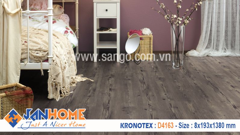 Thi công sàn gỗ Kronotex D4163 phòng ngủ